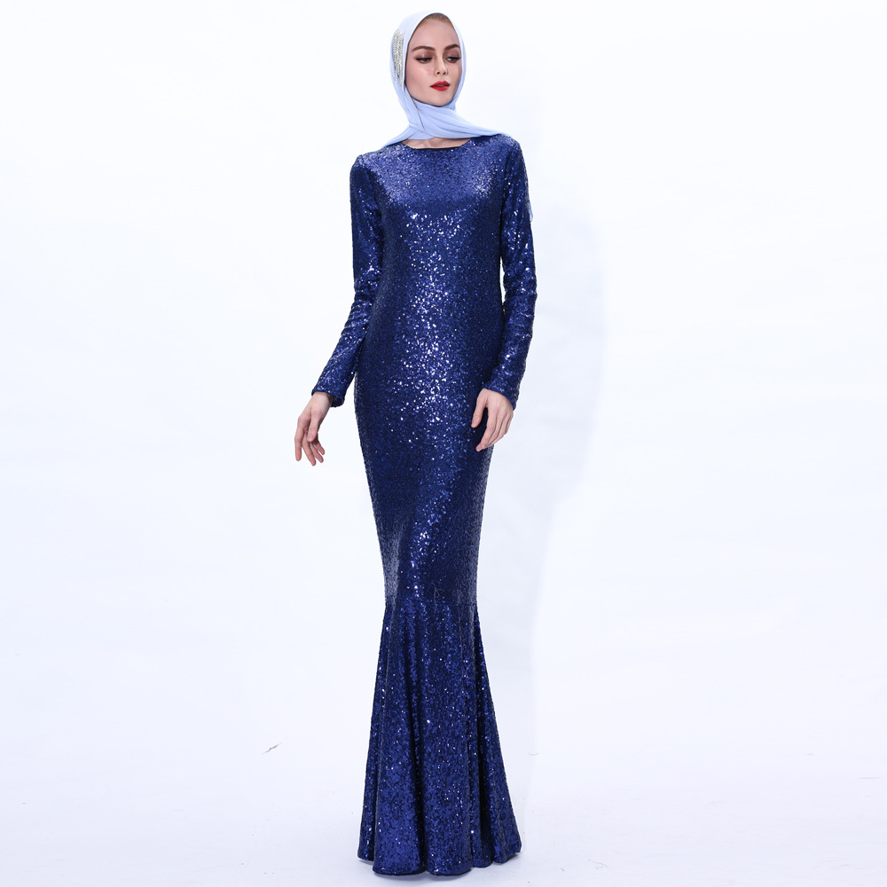 long sleeve maxi fishtail dress