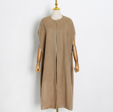 Autumn Sleeveless Cape Coat-brown 2