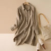 Long Sleeve Linen Blouse_3_Khaki_Main