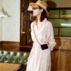 Pale Pink Printed Silky Long Sleeve Shirt Dress_5-2