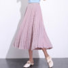 Solid Pleated Ankle Length Skirt-_Dusty pink : pink