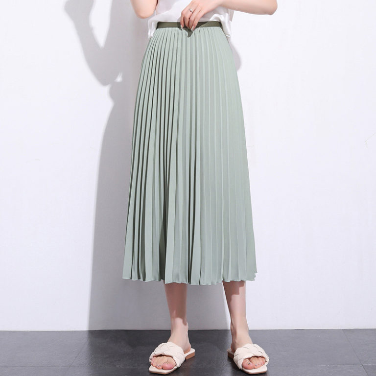 Solid Pleated Ankle Length Skirt – after MODA