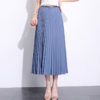 Solid Pleated Ankle Length Skirt-_Navy Blue : Gray blue