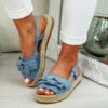 Woven Platform Sandals with Bow_6_Blue