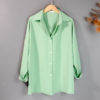 Button Up Plain Basic Blouse_2_Green