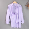 Button Up Plain Basic Blouse_3_Purple