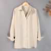 Button Up Plain Basic Blouse_4_Biege