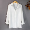 Button Up Plain Basic Blouse_5_White