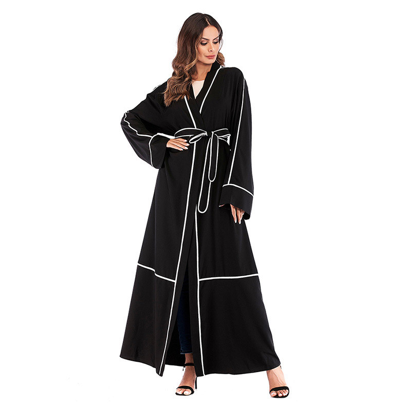 open front abaya black