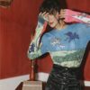 Fitted Print Sheer Mesh Top_ 2