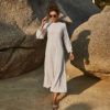 Long Sleeve Solid Ankle-Length Dress_1_Off White