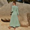 Long Sleeve Solid Ankle-Length Dress_2