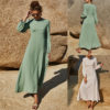 Long Sleeve Solid Ankle-Length Dress_5
