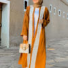 Orange Gold Open Front Abaya Dress_3