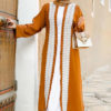 Orange Gold Open Front Abaya Dress_5