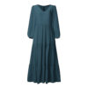 V-Neck Solid Tiered Maxi Dress_4_Green
