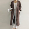 Open Front Loose cardigan jacket_Brown
