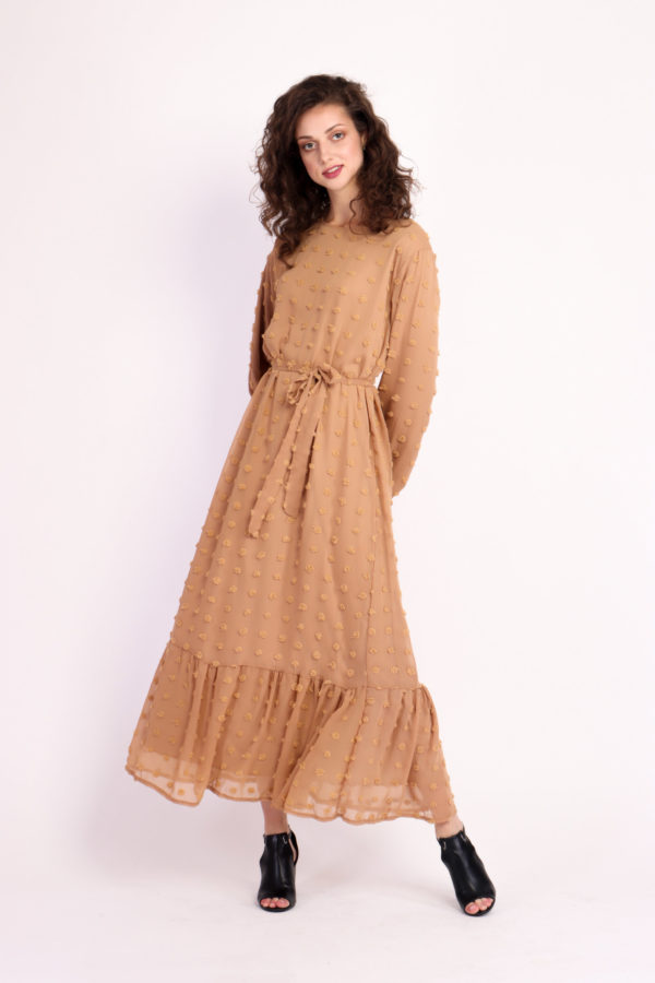 Boho Long Sleeve Pom Pom Maxi Dress-3