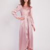 Satin Wrap Maxi Dress With Puff Sleeves-30
