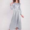 Satin Wrap Maxi Dress With Puff Sleeves-31