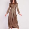 Satin Wrap Maxi Dress with Puff Sleeves