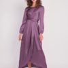 Satin Wrap Maxi Dress With Puff Sleeves - purple