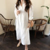 Casual Button Front Shirt Dress_White