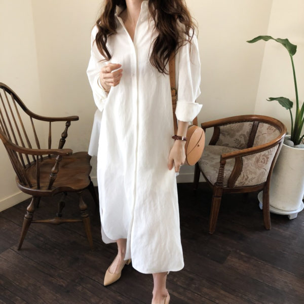 Casual Button Front Shirt Dress – after MODA