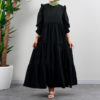 Casual Smock Tiered Maxi Dress_Black