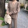 Cozy Sweater and Pants Set _Khaki