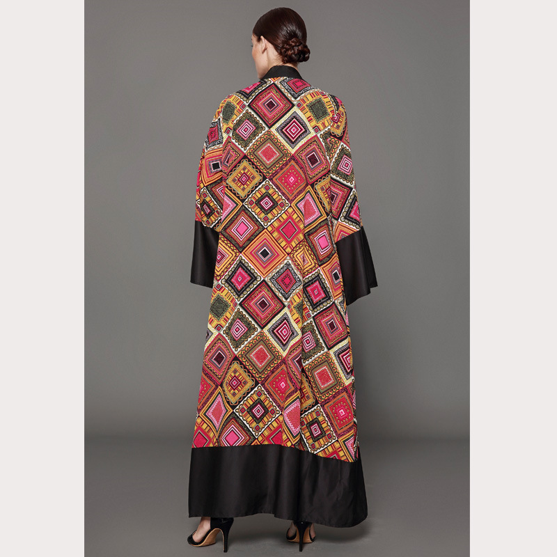 Ethnic Print Open Front Abaya – after MODA