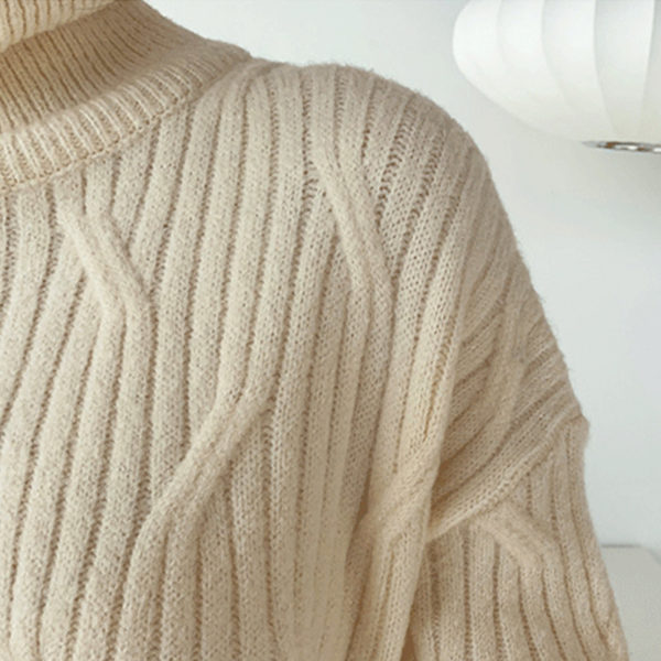 High Neck Textured Sweater Dress - Image 3