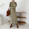 High Neck Textured Sweater Dress_Khaki Green