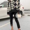 Houndstooth Print Knitted Sweater