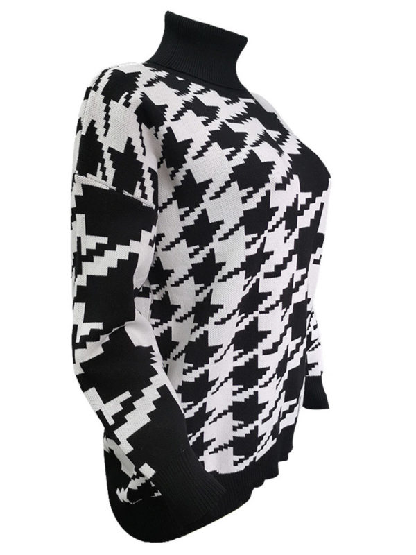 Houndstooth Print Knitted Sweater - Image 5