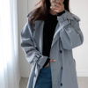 Longline Double Breasted Trench Coat_Gray blue