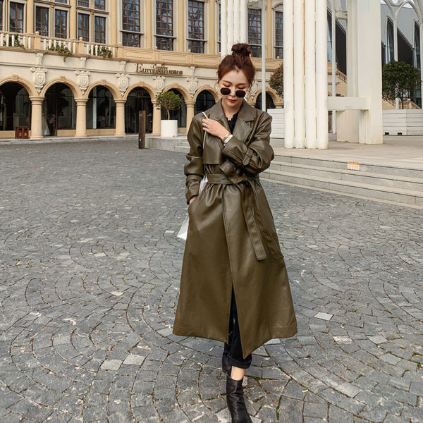 Longline Leather Trench Coat 1