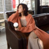 Open Front Drop Shoulder Cardigan_Rusty Red