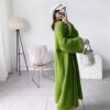 Open Front Drop Shoulder Knit Cardigan_Yellow Green