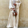 Sleek Blouson Sleeve Abaya_Creamy white