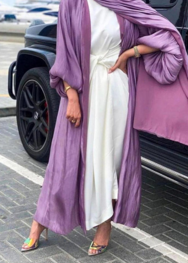 Sleek Blouson Sleeve Abaya_Purple