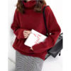 Solid High Neck Sweater_Maroon