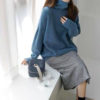 Solid High Neck Sweater_Turquoise blue
