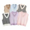 V-Neck Houndstooth Sweater Vest_8