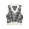V-Neck Houndstooth Sweater Vest_Black