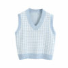 V-Neck Houndstooth Sweater Vest_Light Blue