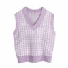 V-Neck Houndstooth Sweater Vest_Light Purple