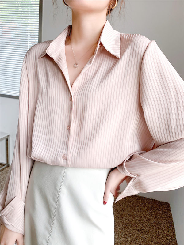 Vertical Striped Silky Blouse