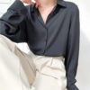 Vertical Striped Oversized Blouse_Black