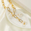 Link Chain Pearl Detail Necklace - Image 3